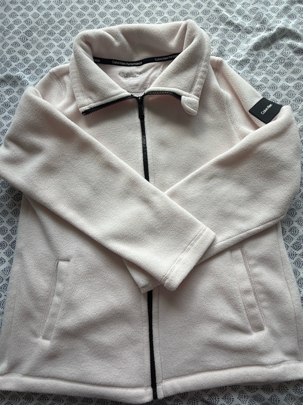 Calvin Klein Cream Zip-Up Teddy Fleece Jacket